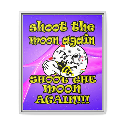 shoot the moon again - framed canvas art (purple-pink wave)