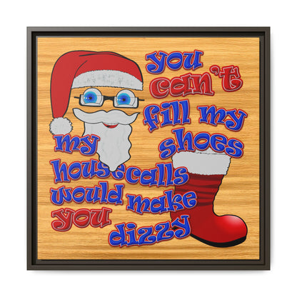 santa's shoes - framed canvas art (butterscotch wood finish)