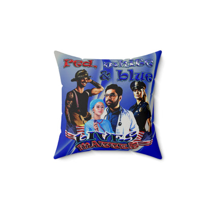 rw&b lives matter - Faux Suede Square Pillow - (blue-white wave)