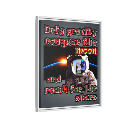 defy conquer reach - framed canvas art (grey-light grey)