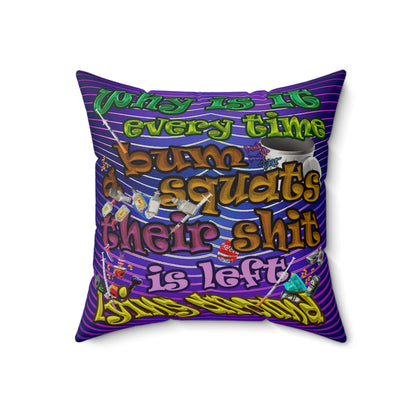 the bum's shit - Faux Suede Square Pillow - (purple wave)