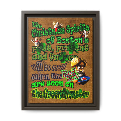 christmas spirits of boston - framed canvas art (brown papyrus)
