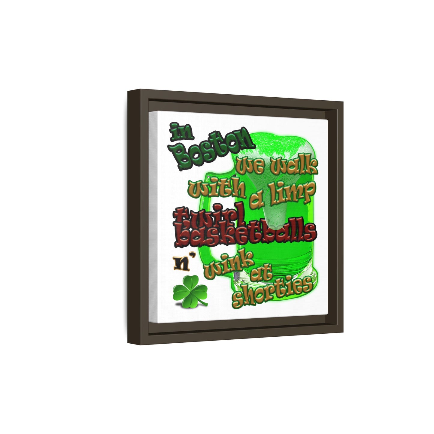 celtics logo - framed canvas art (white)