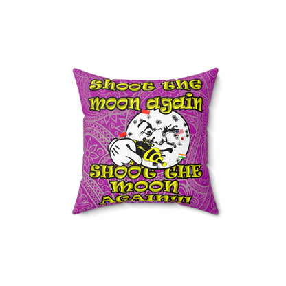 shoot the moon again - Spun Polyester Square Pillow - (pink swirl)