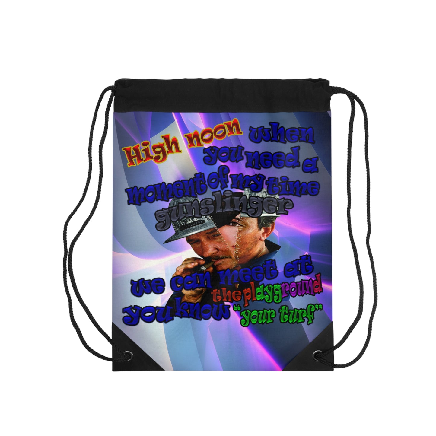 high noon - Drawstring Bag (grey-pink wave)