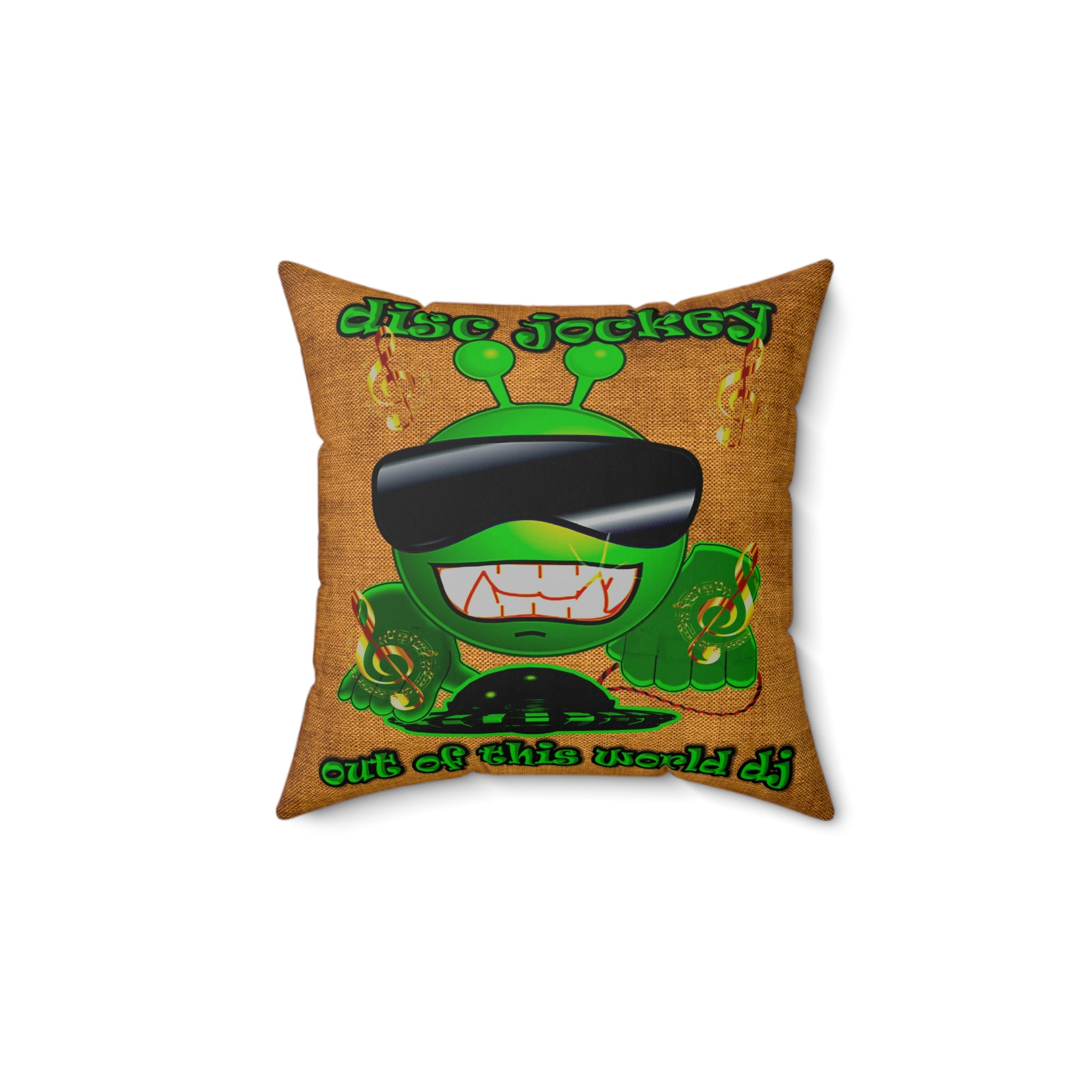 disc jockey - Spun Polyester Square Pillow - (dichromatic brown papyrus)