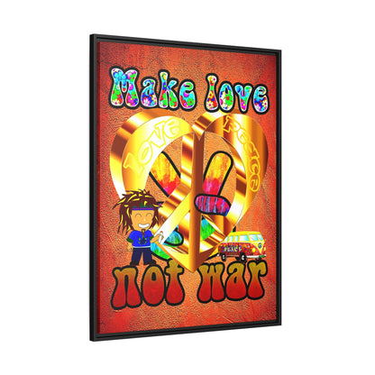 love peace - framed canvas art (burnt orange)