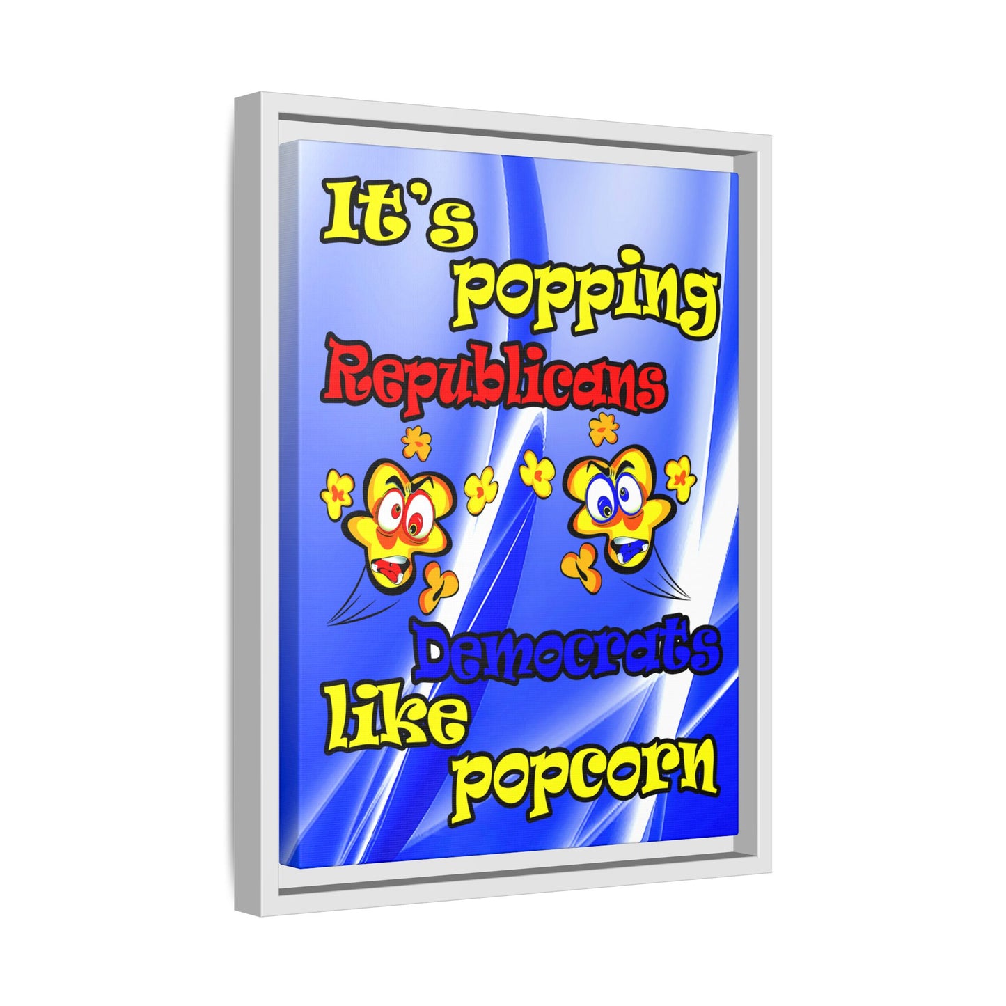 popping like popcorn - framed canvas art (blue-white wave)