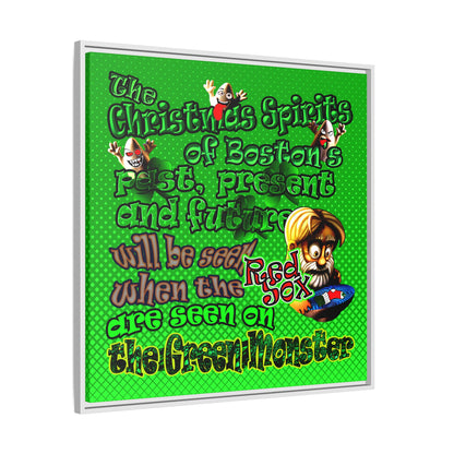 christmas spirits of boston - framed canvas art (logo green)
