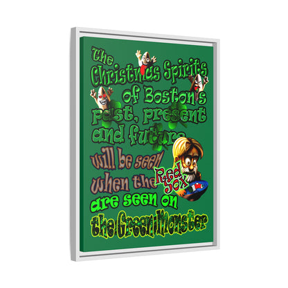 christmas spirits of boston - framed canvas art (dark green)