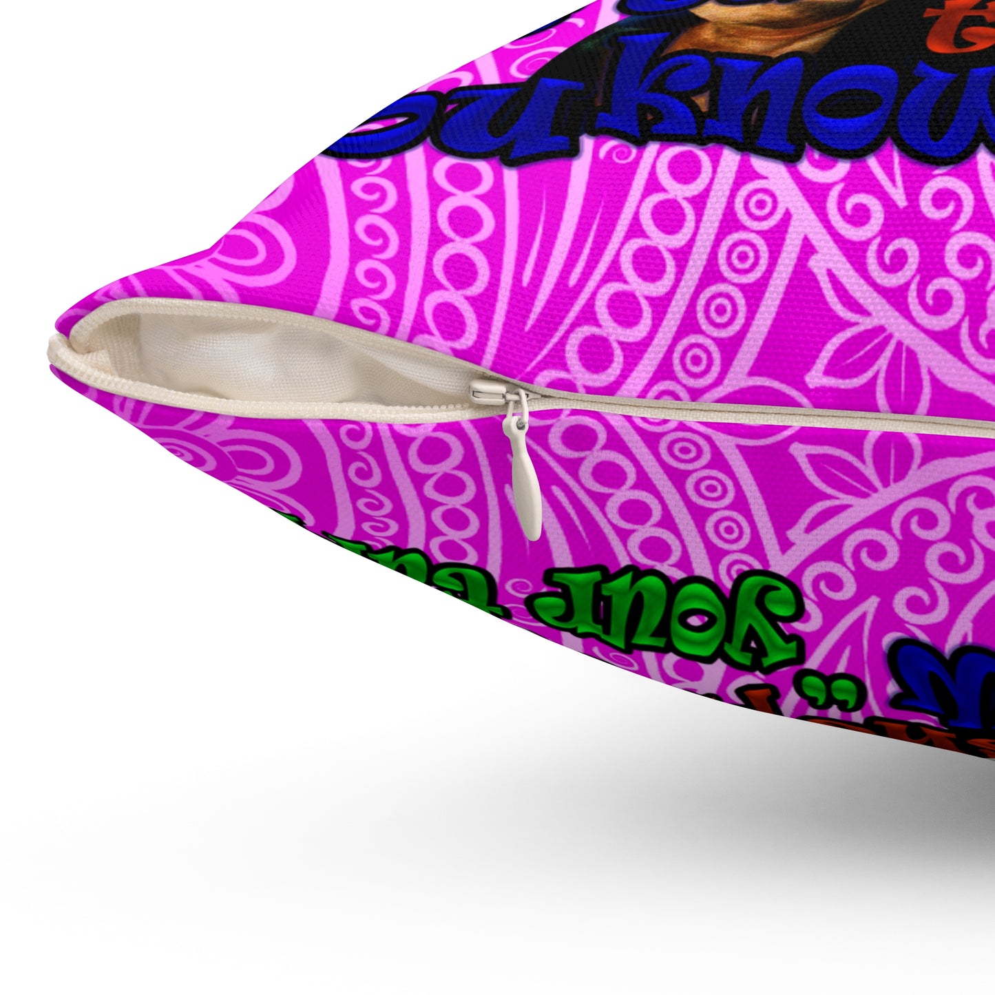 high noon - Spun Polyester Square Pillow - (pink swirl)