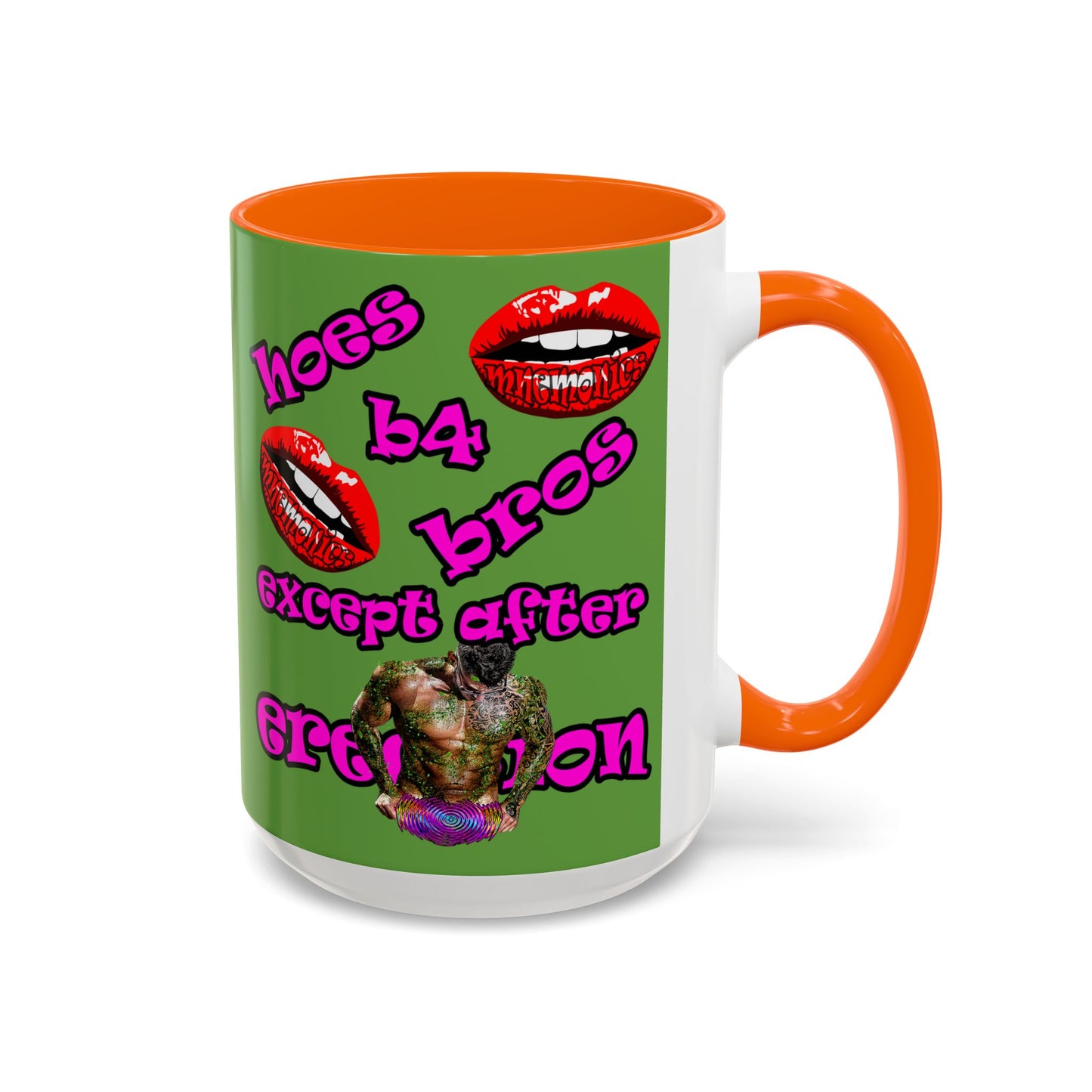 hoes b4 bros - Accent Mug (green)