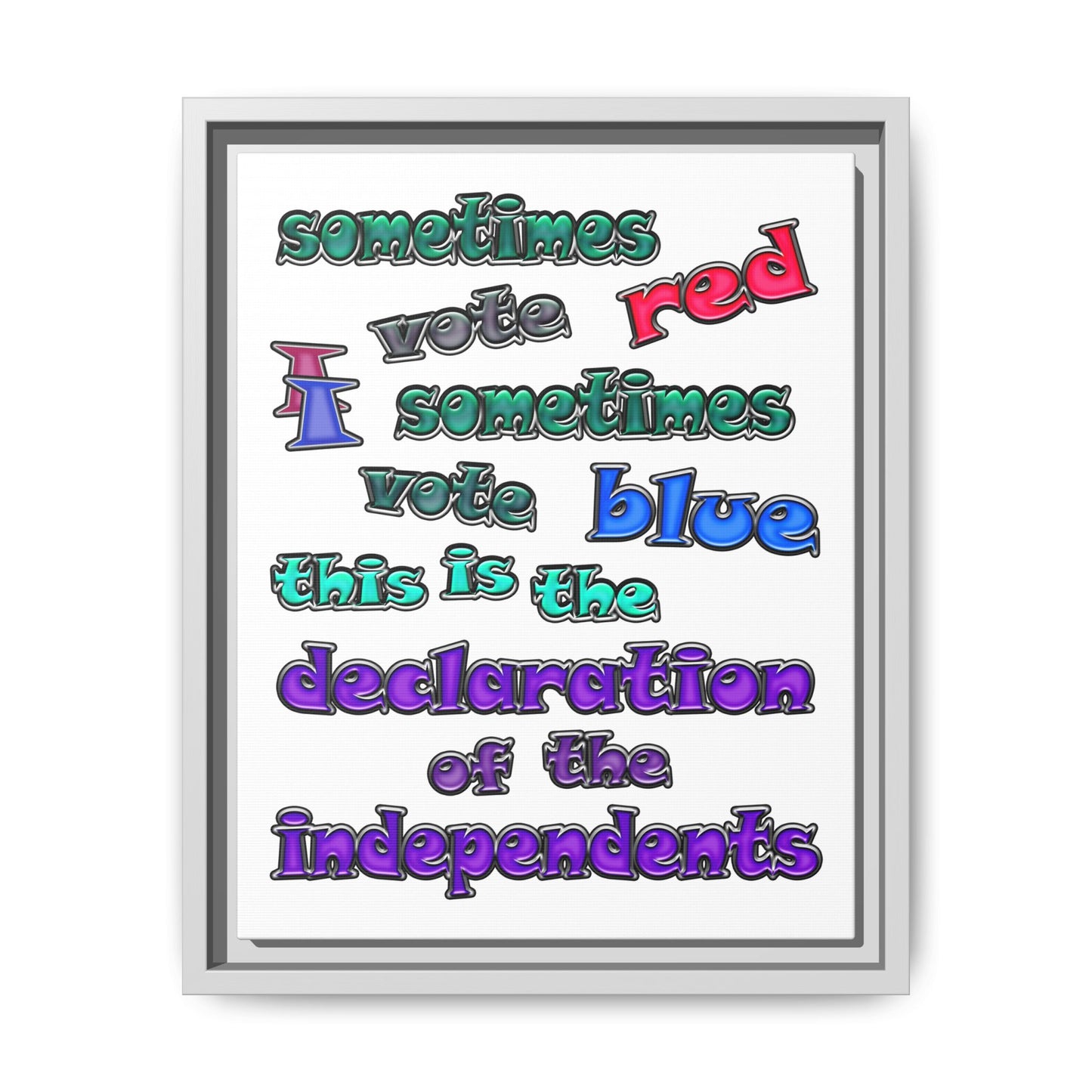 declaration of the independents - framed canvas art (white)