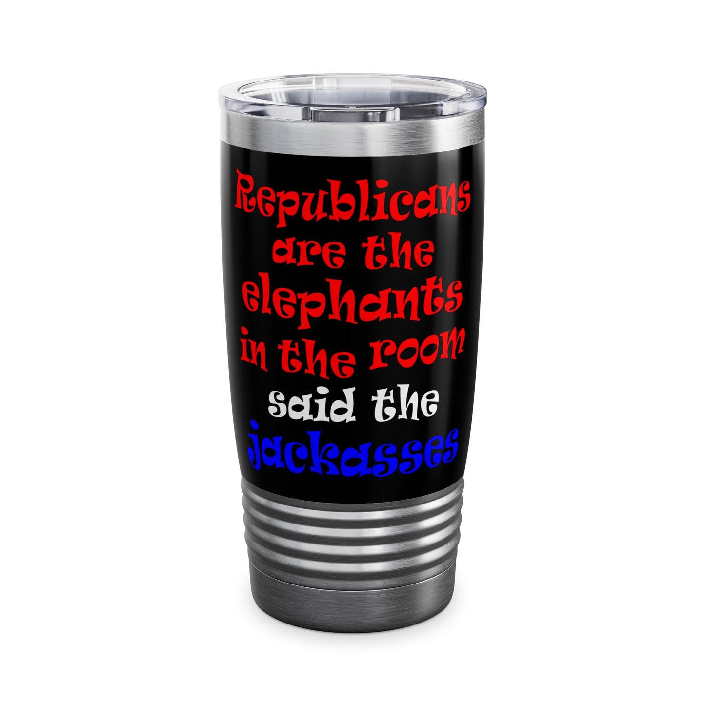 donkeys and elephants - Ringneck Tumbler, 20oz (black)