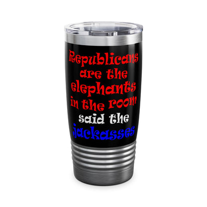 donkeys and elephants - Ringneck Tumbler, 20oz (black)