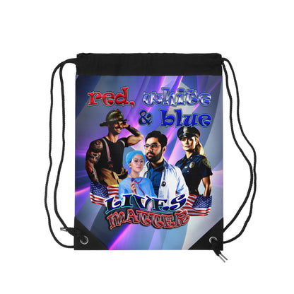 rw&b lives matter - Drawstring Bag (grey-pink wave)