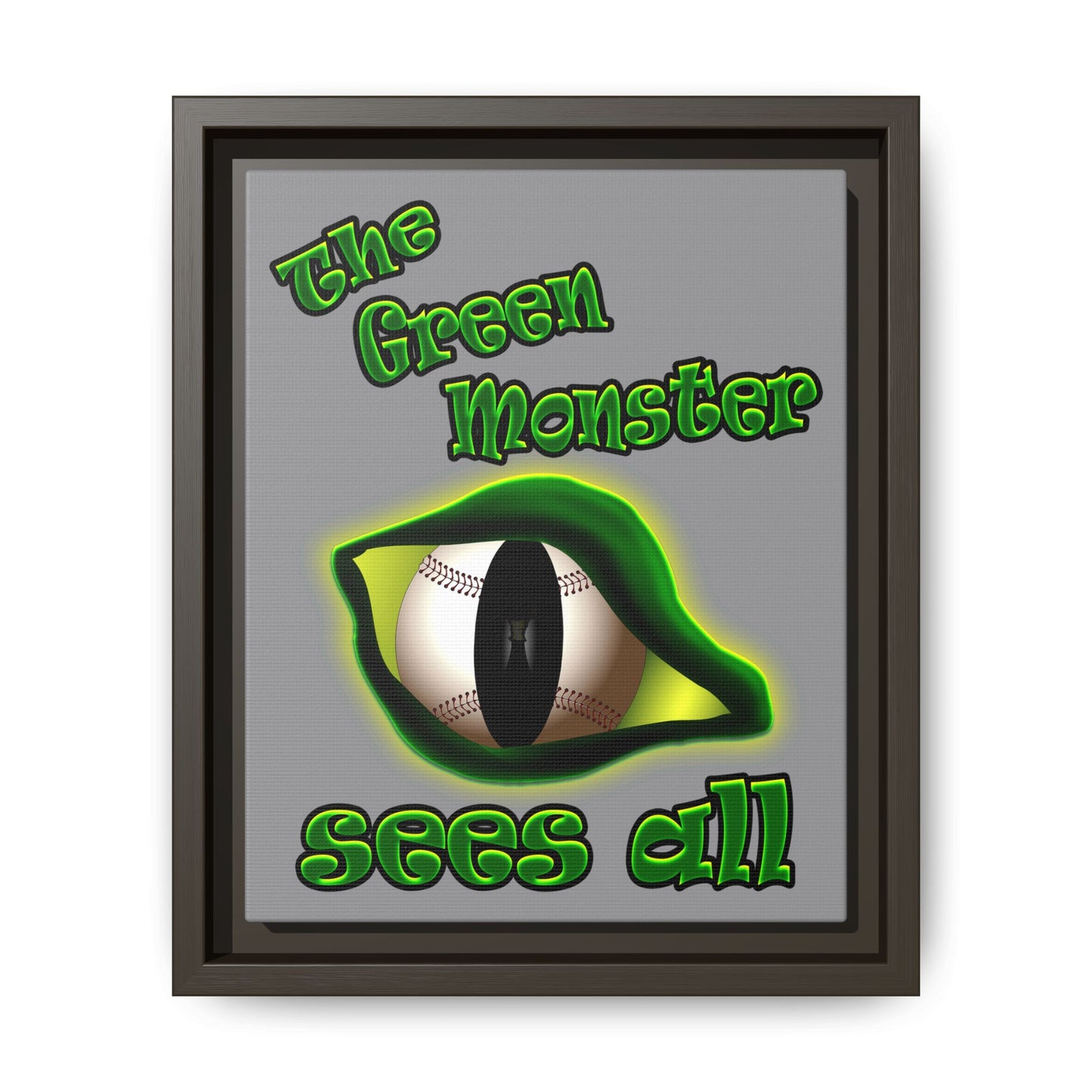 green monster - framed canvas art (grey)