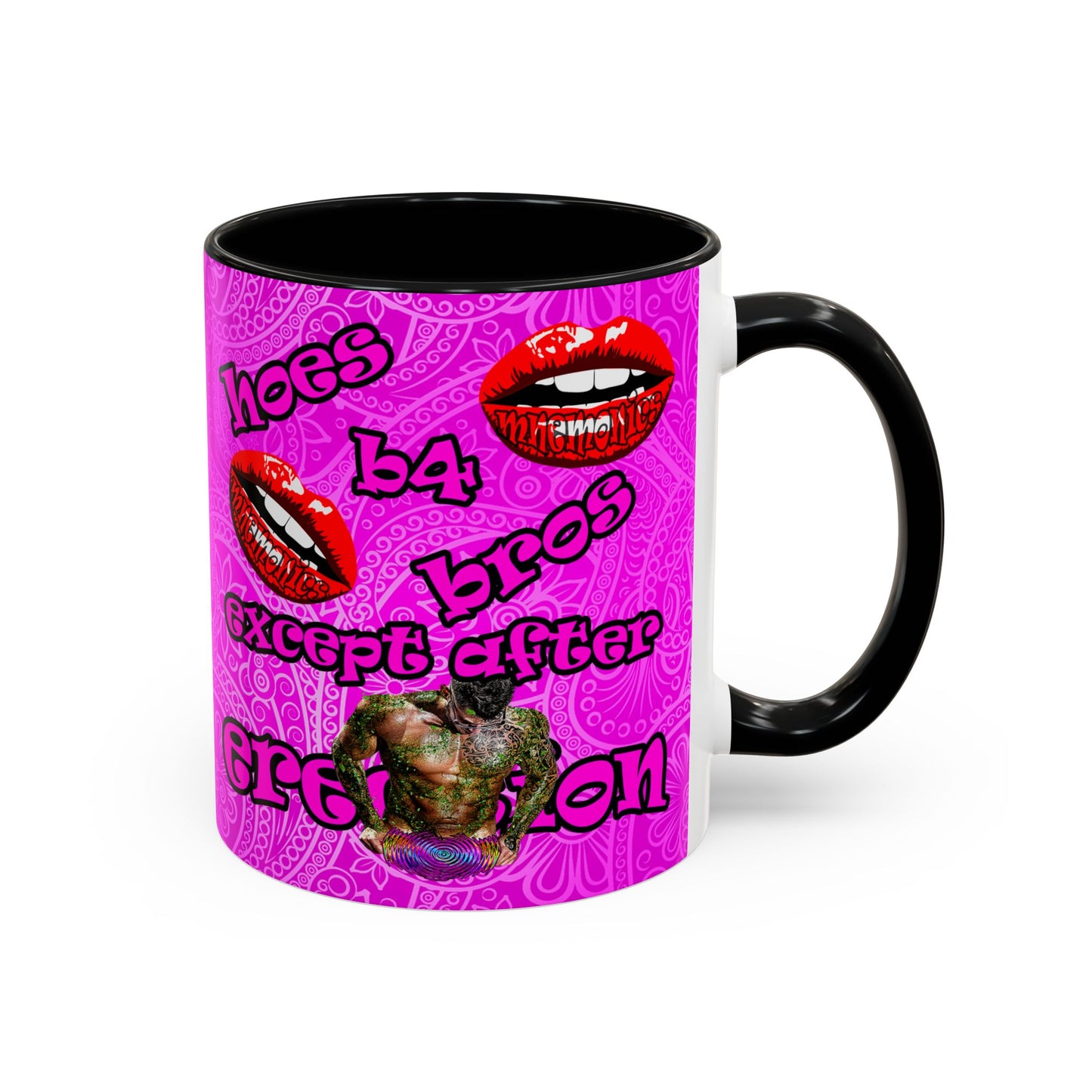 hoes b4 bros - Accent Mug (pink swirl)