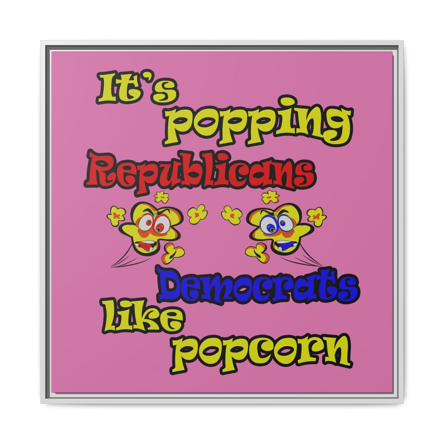 popping like popcorn - framed canvas art (light pink)