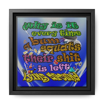 the bum's shit - framed canvas art (blue-white wave)