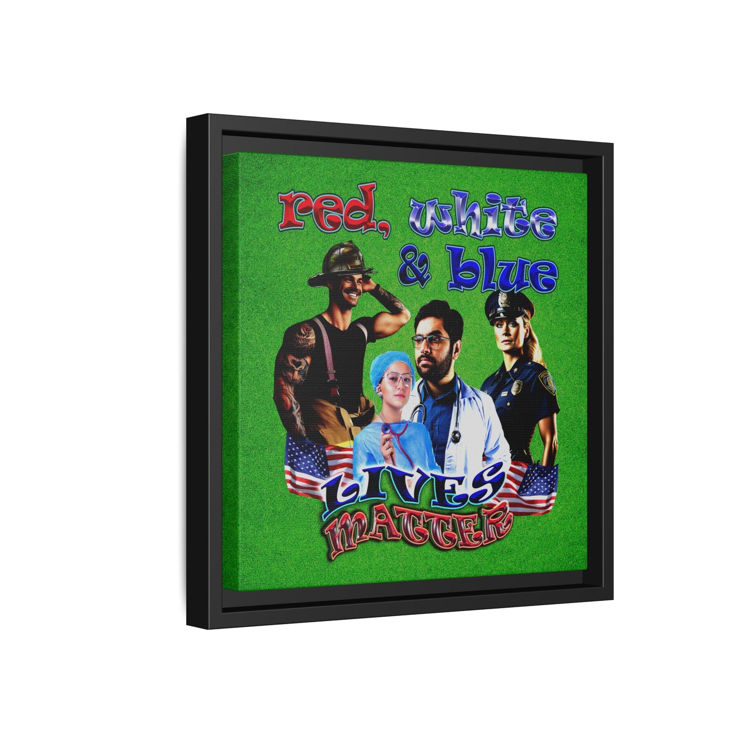 rw&b lives matter - framed canvas art (green turf)