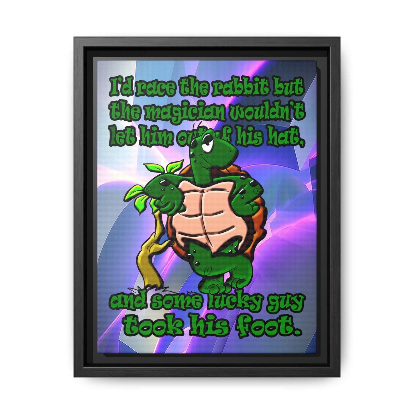turtle race - framed canvas art (grey-pink wave)