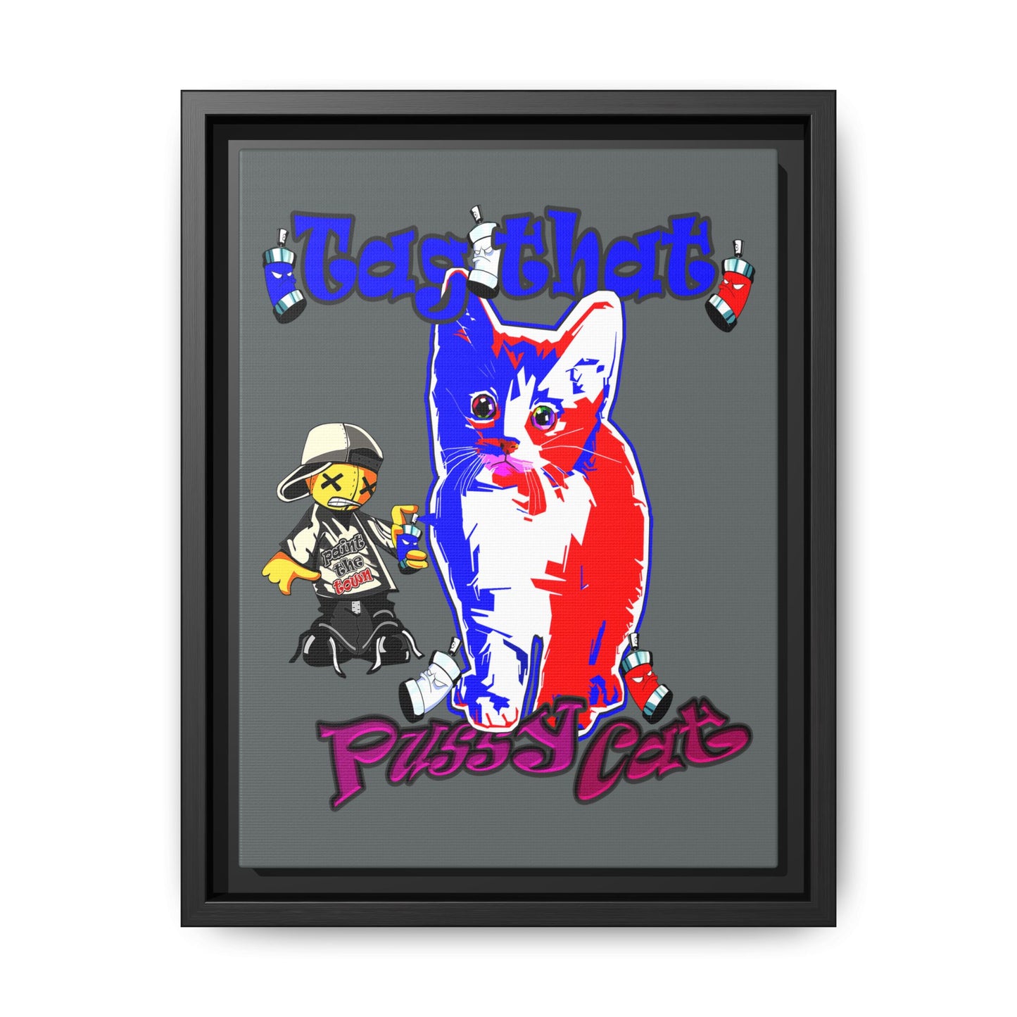 tag that - framed canvas art (dark grey)