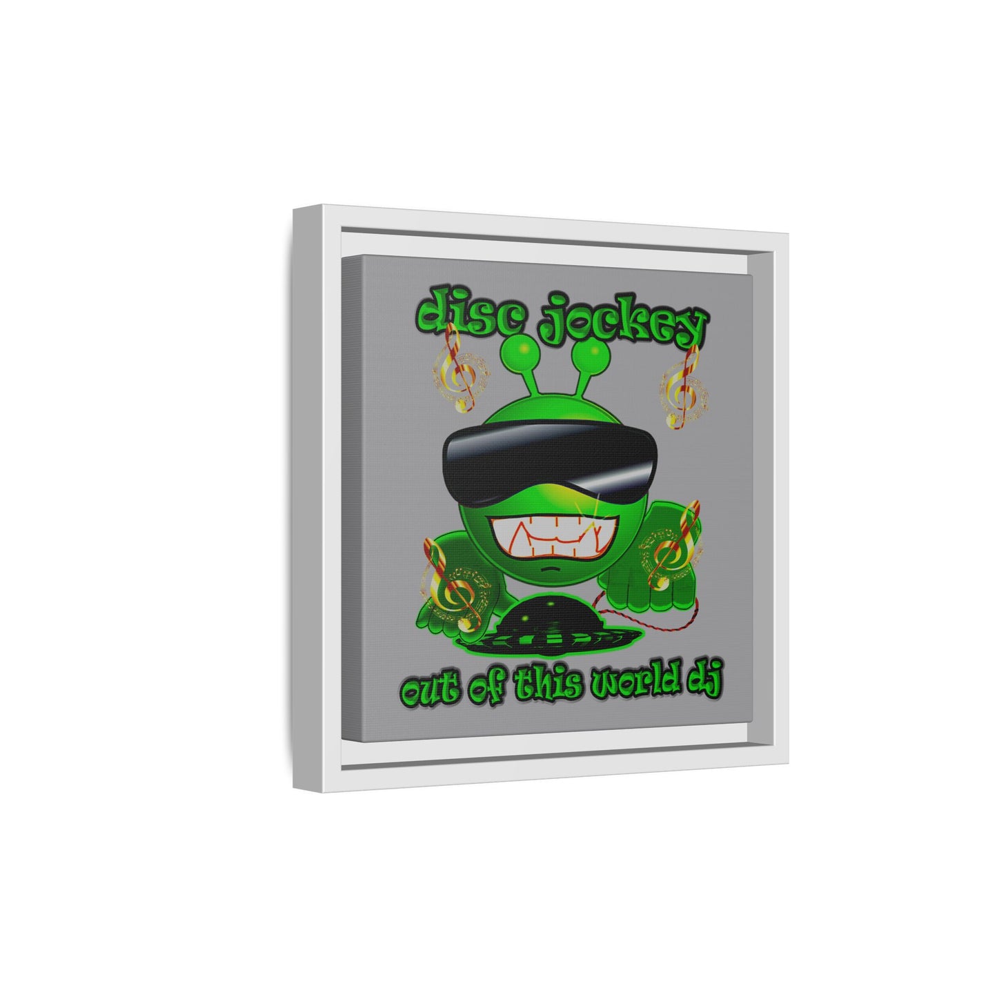 disc jockey - framed canvas art (grey)