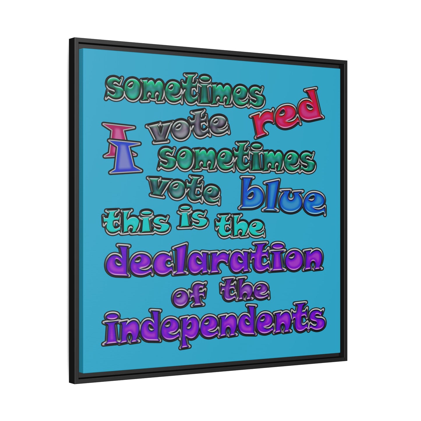 declaration of the independents - framed canvas art (turquoise)