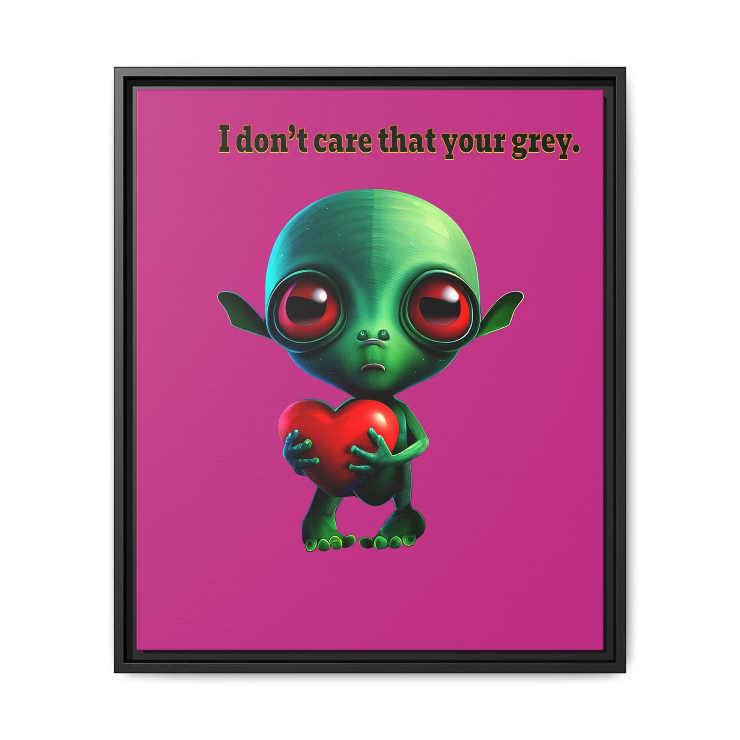 I don't care that your grey - framed canvas art (pink)