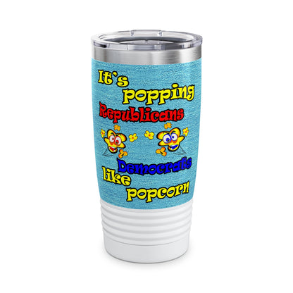 popping like popcorn - Ringneck Tumbler, 20oz (faded blue)