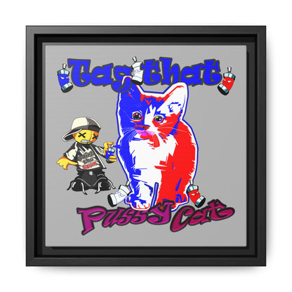 tag that - framed canvas art (light grey)