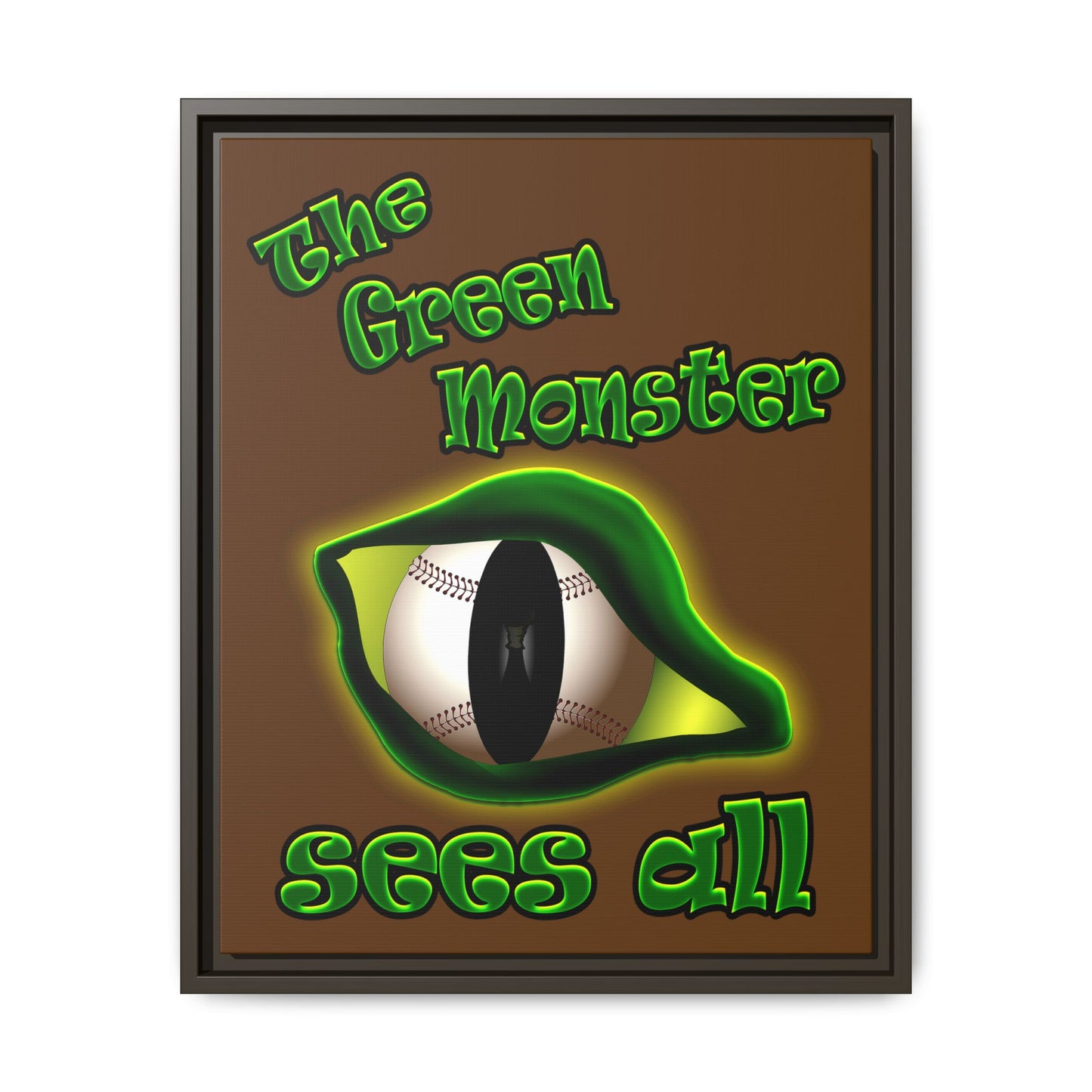 green monster - framed canvas art (brown)
