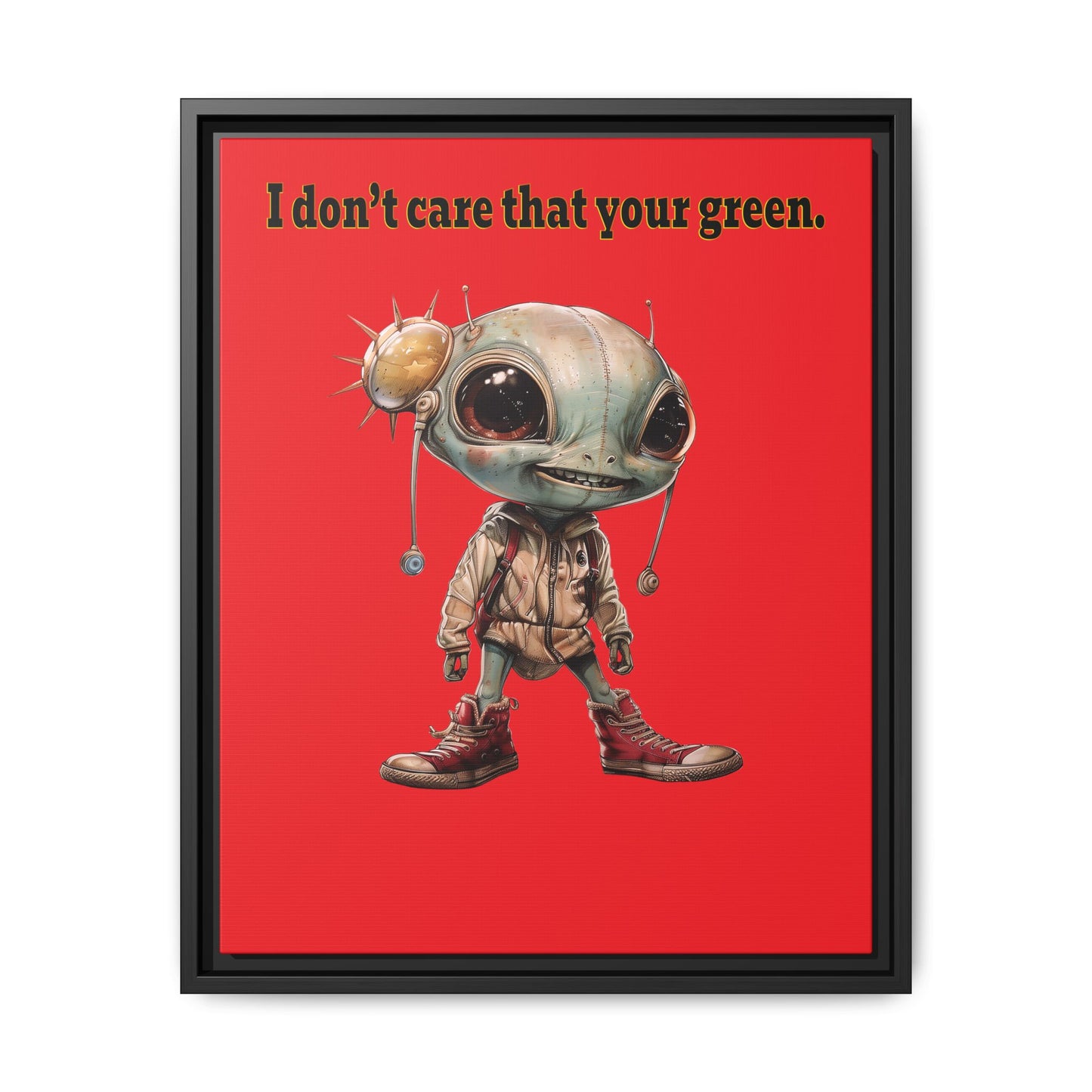 I don't care that your green - framed canvas art (red)