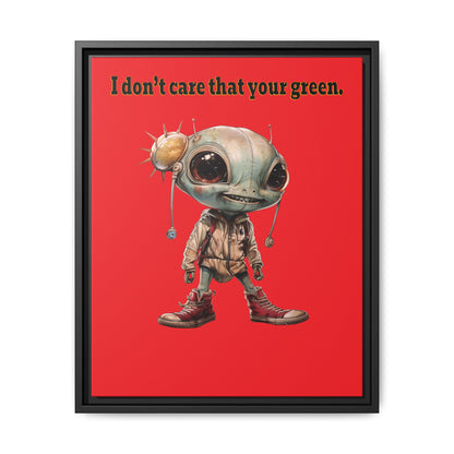 I don't care that your green - framed canvas art (red)