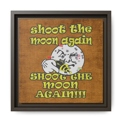 shoot the moon again - framed canvas art (brown papyrus)