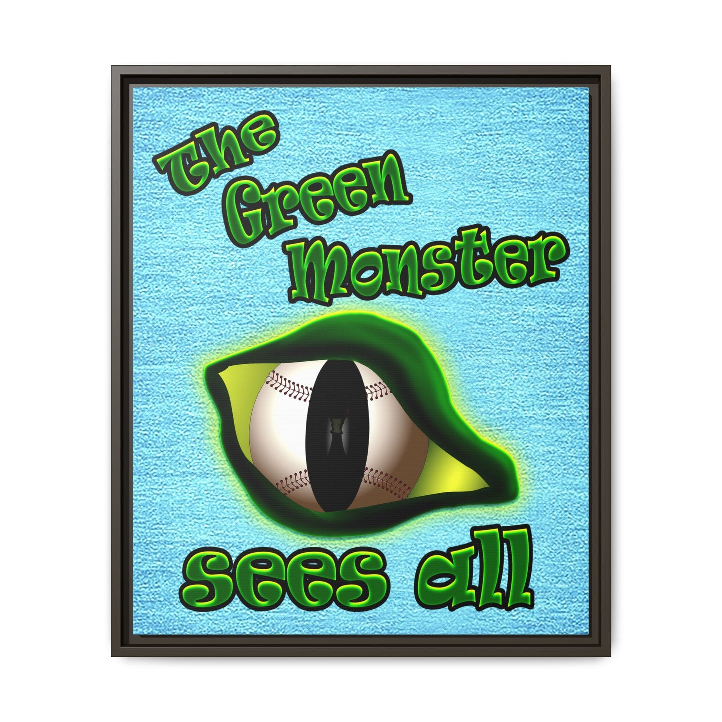 green monster - framed canvas art (faded blue)