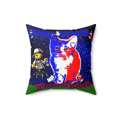 tag that - Faux Suede Square Pillow - ('snoops' background)