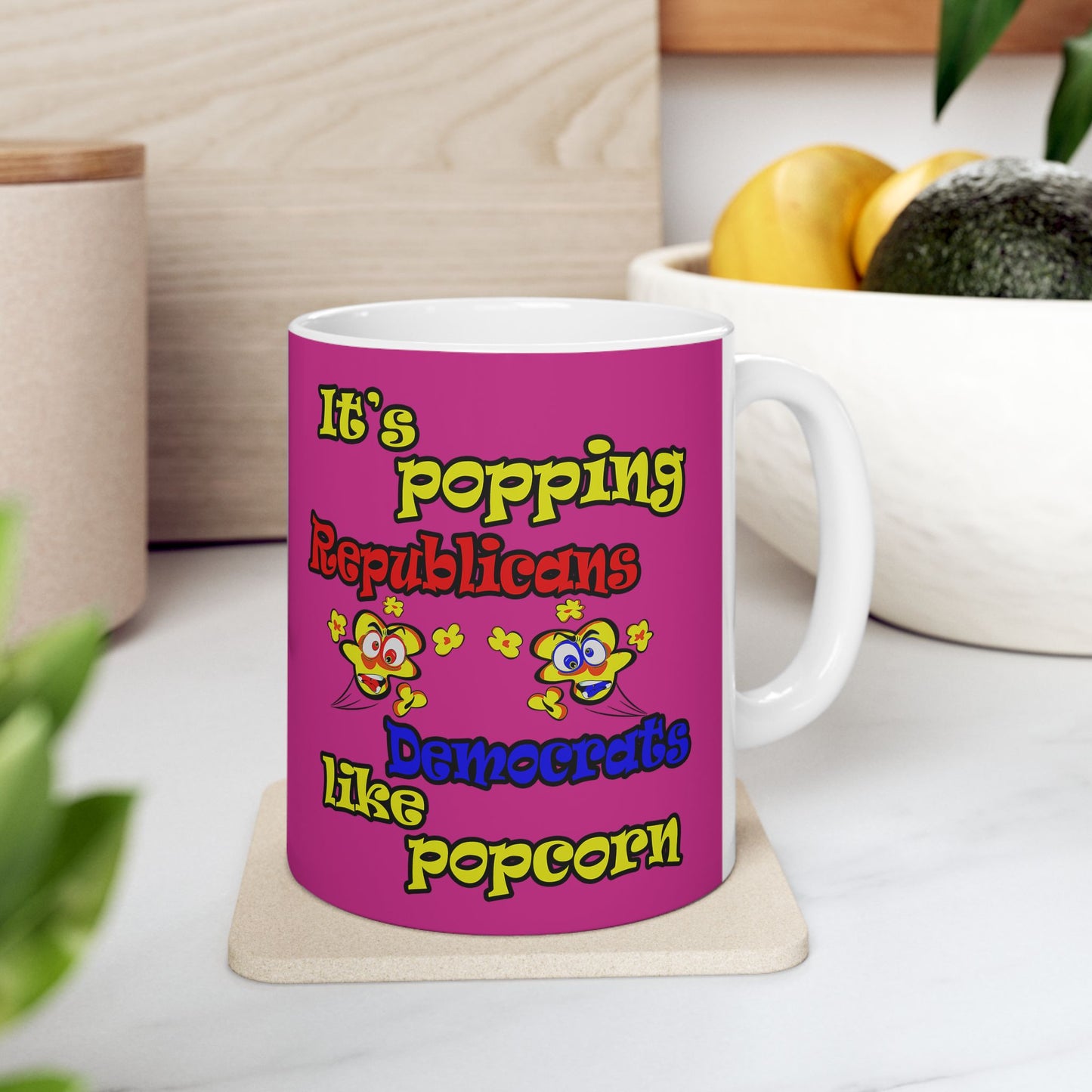 popping like popcorn - White Mug (pink)