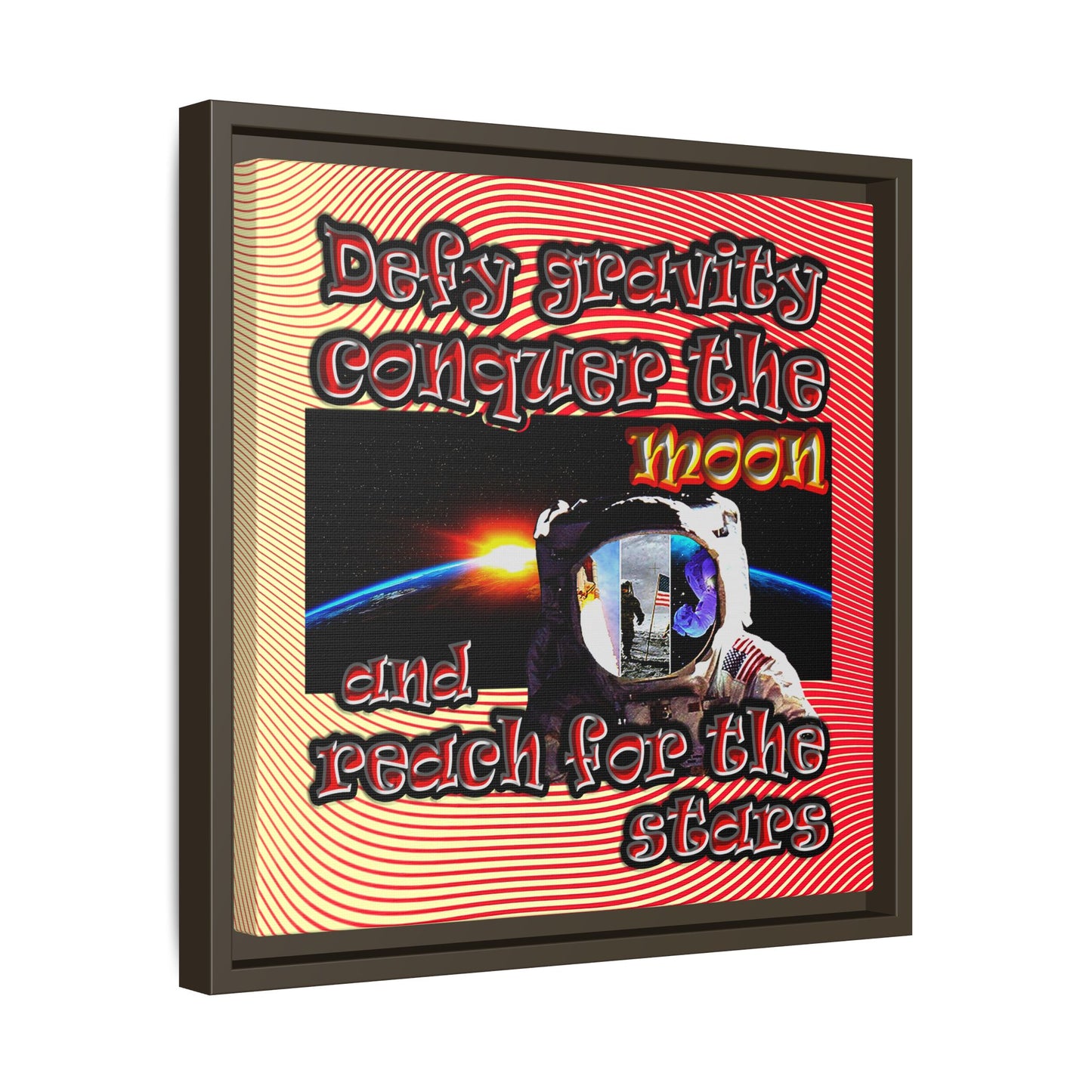 defy conquer reach - framed canvas art (yellow-orange wave)