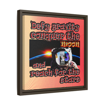 defy conquer reach - framed canvas art (yellow-orange wave)