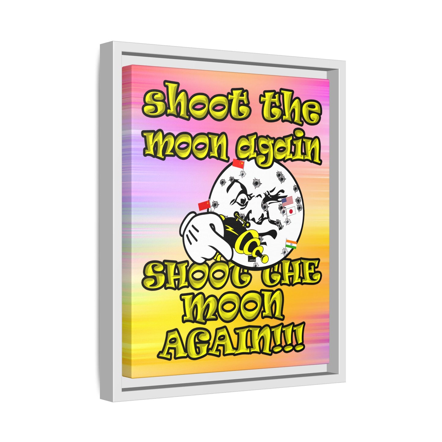 shoot the moon again - framed canvas art (color blur)