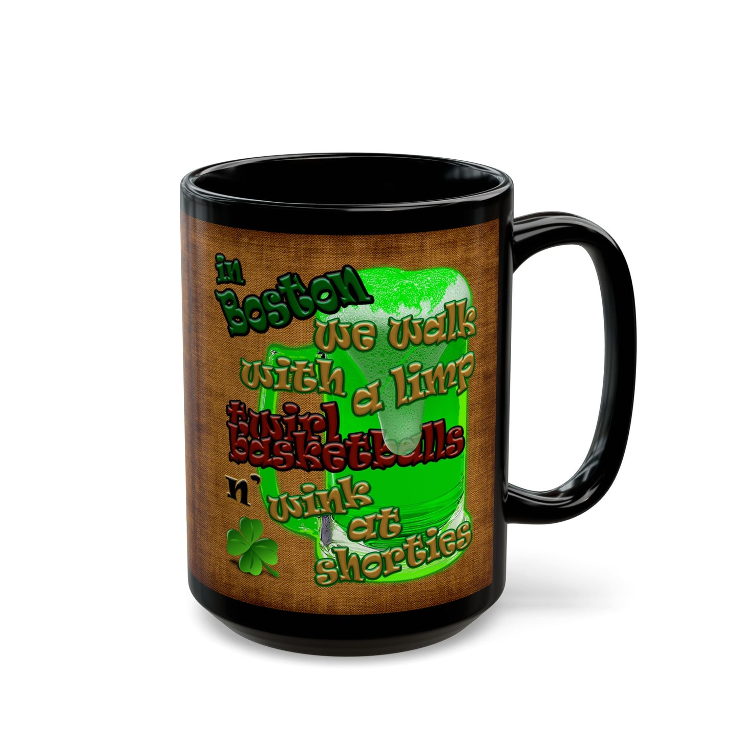 celtics logo - Black Mug (brown papyrus)