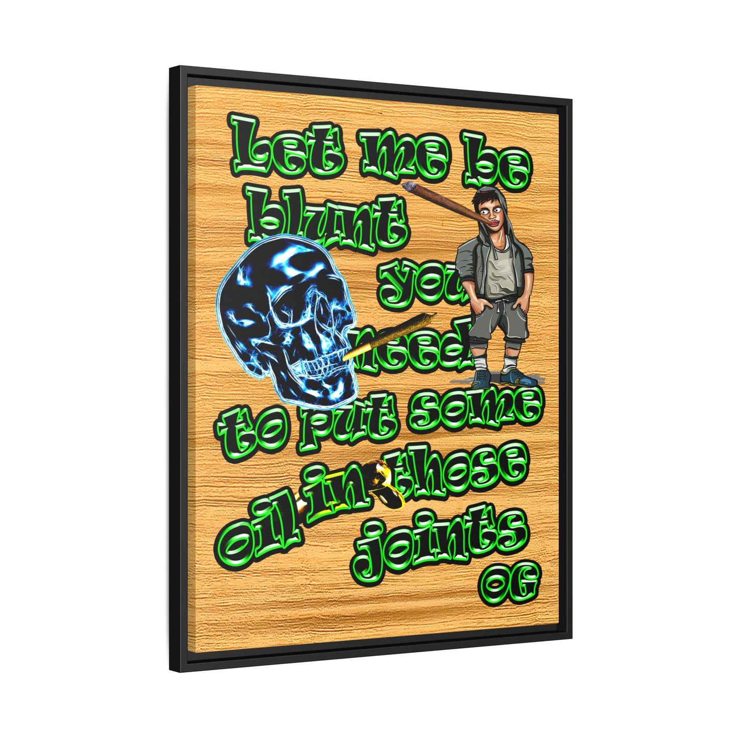 og - framed canvas art (butterscotch wood finish)