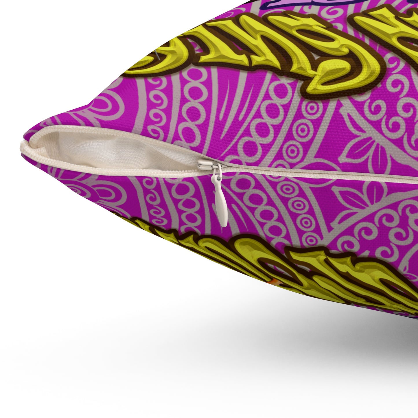 the bum's shit - Spun Polyester Square Pillow - (pink swirl)