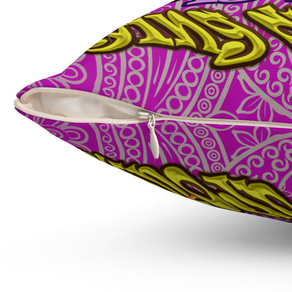 the bum's shit - Spun Polyester Square Pillow - (pink swirl)