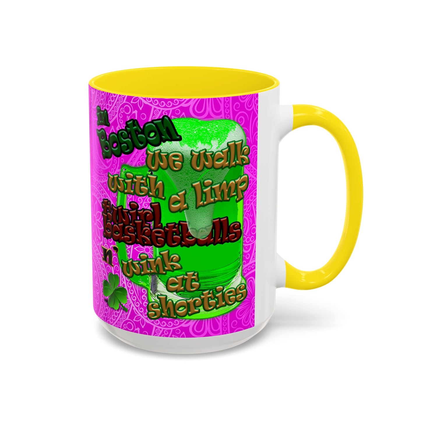 celtics logo - Accent Mug (pink swirl)