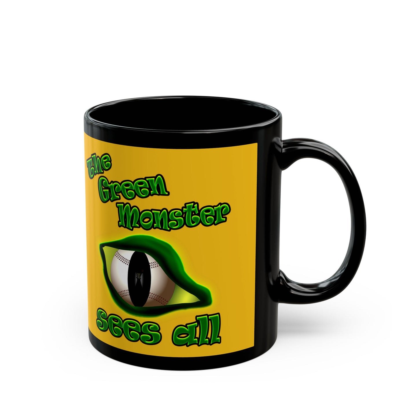 green monster - Black Mug (yellow)