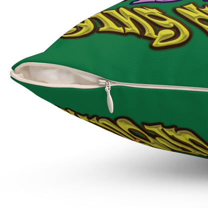 the bum's shit - Spun Polyester Square Pillow - (dark green)