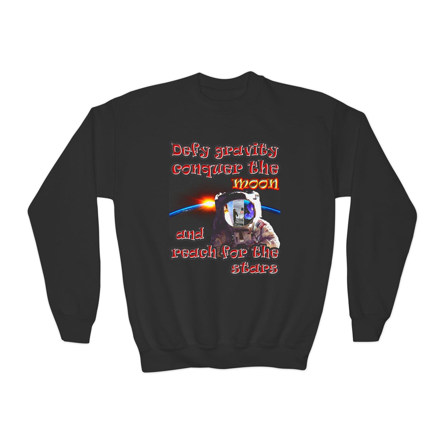 defy conquer reach - Youth Crewneck Sweatshirt